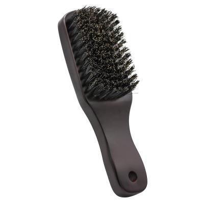 China Hot Selling Paddle Salon Tools Men's Beard Care Boar Bristle Curled Brown Short Handled Beard Brush for sale