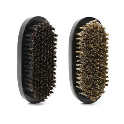 China Wholesale Portable Private Label Beard Brush Black Beard Boar Sweep Oval Wooden Handle Brush Beard for sale