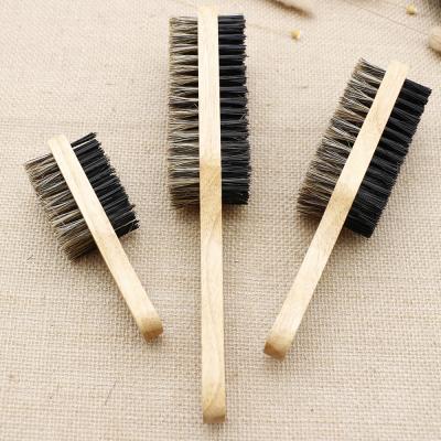 China Double Side Beard Brush Portable High Quality Bamboo Beard Brush And Wooden Beard Oil For Men Care With Hand for sale