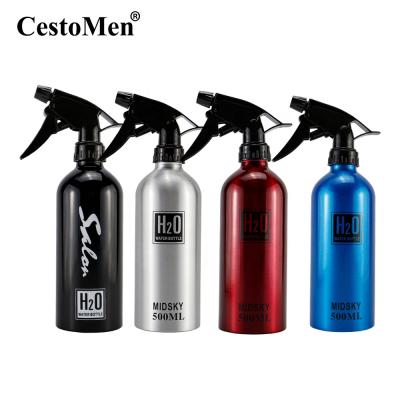 China CestoMen Large Capacity Refillable Screen Printing Red Continuous Spray Bottles Aluminum 500ml Hair Salon Spray Bottle for sale