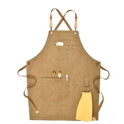 China High Quality Adjustable Professional Barber Use Canvas Apron Half Belt Waist With Pocket Restaurant Chef Beauty Salon Apron for sale