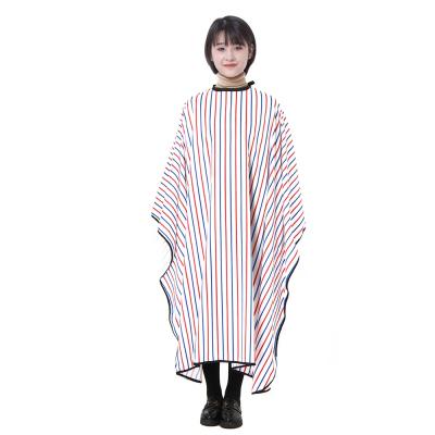 China New Design Waterproof Cloth Stripe Neck Closure Hair Cutting Aprons Cape Waterproof Salon Capes With Buttons for sale