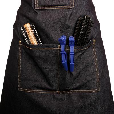 China Wholesale Multifunctional Hairdresser Adjustable Denim Apron Jean Salon Barber Waistband Apron for sale