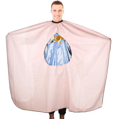 China Window Waterproof Transparent Playable Mobile Phone PVC Non-Stick Hair Cutting Cape for Barber Shop for sale