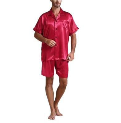 China QUICK DRY men's spring polyester silk home robe set and touch thin summe and cotton satin homewear for sale