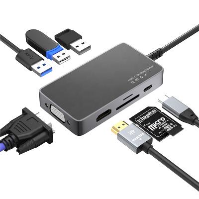 China Video Transfer ULT-Unite New Multifunctional 8 in 1 USB Type-C Hub to 4K HDMI/VGA/USB 3.0 2.0/SD/TF/PD 100W Ports USB C Hub Adapter for sale