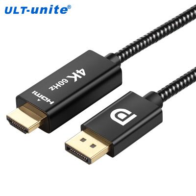 China Multimedia ULT-Unite 2m Black Braided 4K 60Hz DisplayPort to HDMI Cable for sale