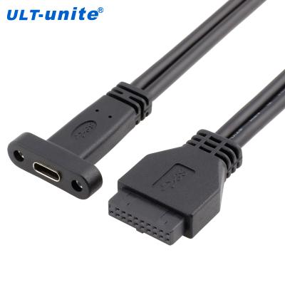 China COMPUTER ULT-Unite Motherboard 20 Pin Header USB 3.0 to Type C Rear Panel Adapter USB Cable to PCI Slot Plate Bracket for sale