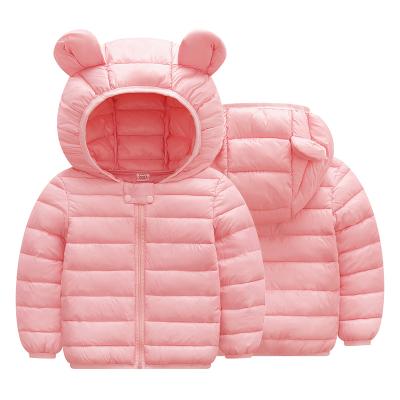 China Winter Warmth Kids Boys Girls Boys Breathable Light Weight Down Jacket Padded Coat With Hooded Bear Ears for sale