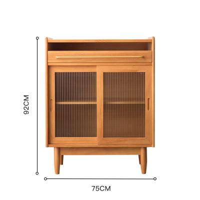 China New Chinese Style Solid Wood Glass Lockers New Chinese Ultrathin Light Luxury Sliding Door Sideboard for sale