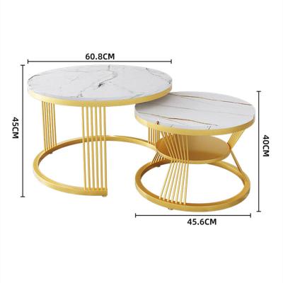 China Sit on the ground industrial apartment factory wholesale lightweight luxury rock slab round coffee table for sale