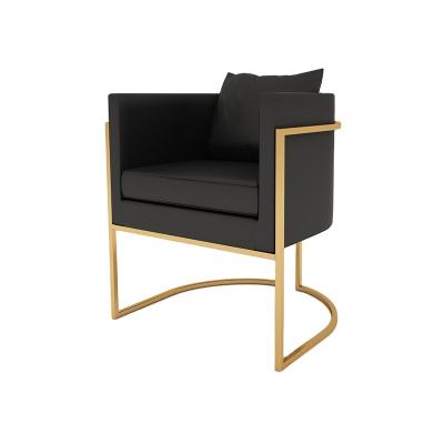 China Cushion is quick to rebound and will not warp Mid Century Modern Furniture Brushed Stainless Steel Upholstery Restaurant Julius Dining Black Velvet Chair Gold for sale