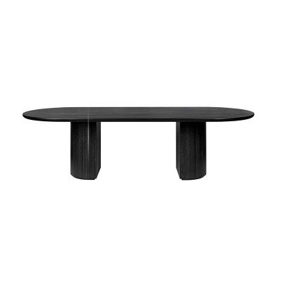 China North Europe Cheap Custom Hot Sale Modern Black Oval Solid Wood Dining Table for sale