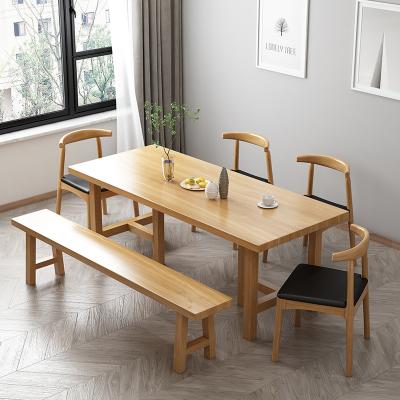 China Solid wood dining table and chair combination of small ash table disassembly and assembly work desk Japanese style long log wood desk for sale