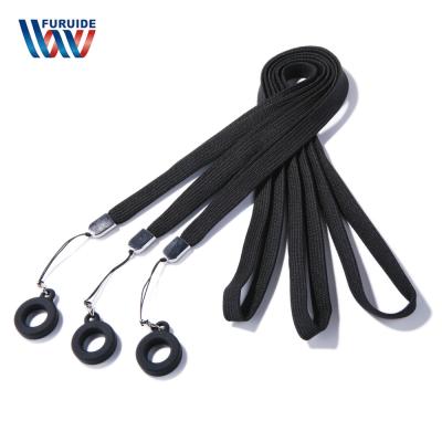 China Simple Lanyards Custom Logo Premium Nylon Tubular Tool Strap Lanyard With Silicone Ring for sale