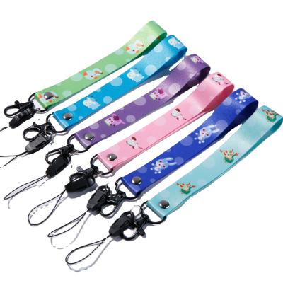 China Promotional Customized Short Stamping Holiday Polyester Hand Wrist Strap Phone Lanyard for sale