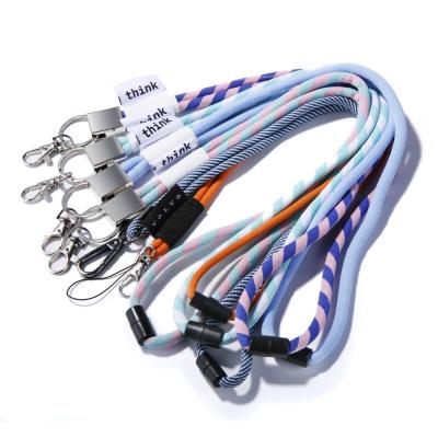 China Factory Wholesale Durable Neck Tie Polyester Round Lanyard Card Holder Neck Strap Round Rope Lanyard for sale