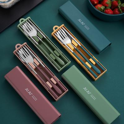 China 10% Viable Off Hongda 304 18/10 Premium Korean Camping Picnic Quality Flatware Travel Stainless Steel Portable Cutlery Set Tableware for sale