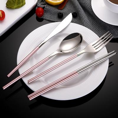 China D034 Hongda Patent Design Inox 304 Stainless Steel Round Handle Viable Cutlery Round Handle Flatware for sale