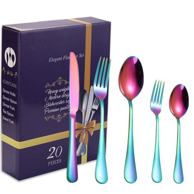 China Hongda Viable 1010 20 Pieces Set Cubiertos Fork Spoon Flatware Set Gift Stainless Steel Cutlery Set for sale