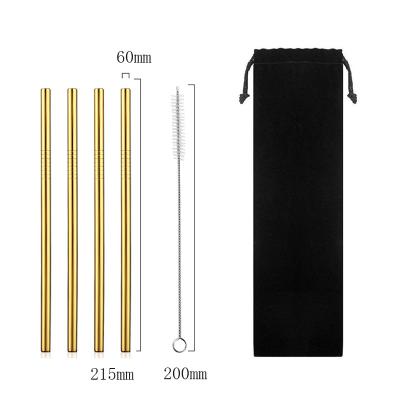 China Sustainable Hongda Reusable 304 Travel Drinking Straw With Brush Portable Stainless Steel Straws Set for sale