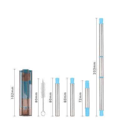 China Hongda 304 Stainless Steel Straws Telescopic Straws Set Reusable Portable Foldable Sustainable Drinking Straws Metal for sale