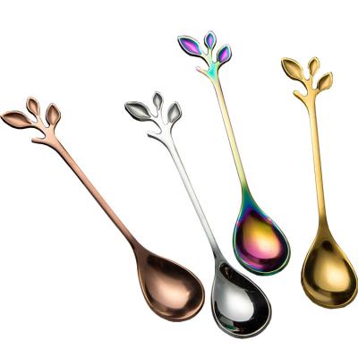 China Hongda Portable Stainless Steel Eco Friendly Viable Spoon Gold Fork Spoon Small Dessert Teaspoon for sale