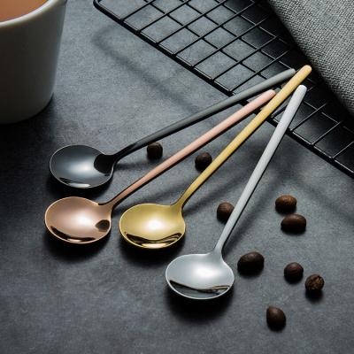 China Amazon 2020 Popular Custom Made Rose Gold Teaspoon Metal Dessert Stainless Steel Tea Spoon 17cm Viable 13cm 15cm Mini Small Long Handled 304 for sale