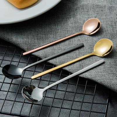 China 2020 Amazon Sustainable Hot Selling Cute Gold 304 Stainless Steel Metal Set Cute Coffee Shaping Tea Cup Small Long Stirring Spoon for sale