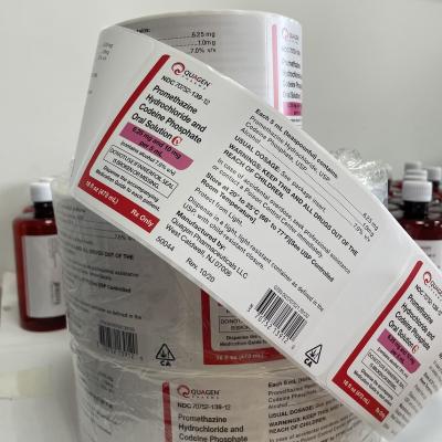 China New Arrival High Technology Wockhardt Cough Syrup Packaging Waterproof Label Sticker Adhesive Sticker In Stock for sale