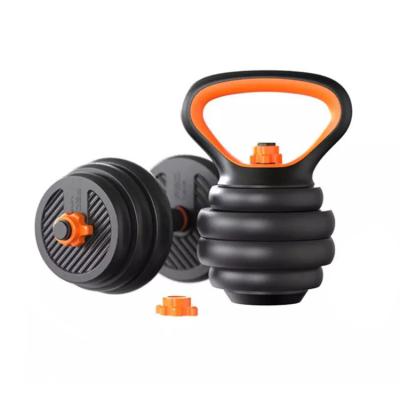 China Durable Six In One Dumbbell Steel Barbell Multifunctional Adjustable Kettlebell Dumbbell Set for sale