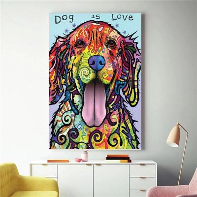 China CLASSIC Paint By Number High Quality Digital Painting Pop Style Canvas Colorful Animal Pictures Colorful Dog Head Paint By Numbers for sale