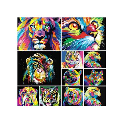 China CLASSIC Custom Painting By Numbers Set Animal Color Lion Tiger Cat Oil Painting Acrylic Paint Canvas Kit DIY Ocean Sea For Kids for sale