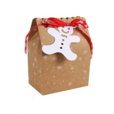 China New Style Recyclable Christmas Kraft Paper Snowflake Package Bag Packaging Candy With Four Kinds Cards for sale