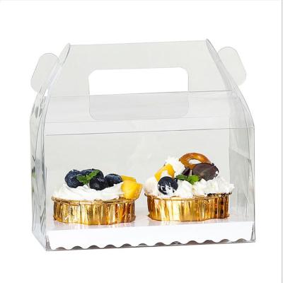 China Multi-size Recyclable Handle Transparent PET Cup Mousse Cake Bake Food Package Box for sale