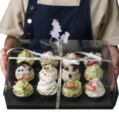 China Recyclable High Quality Wholesale Party Cupcake Packaging 2/4/6/12 Holes Plastic Transparent Cupcake Box for sale