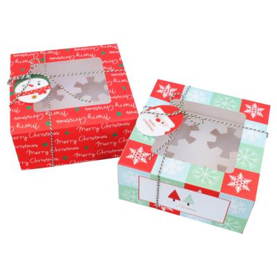 China Recyclable Party Cupcake Christmas Hot Sale Red Green Baking Packaging Paper Box for sale