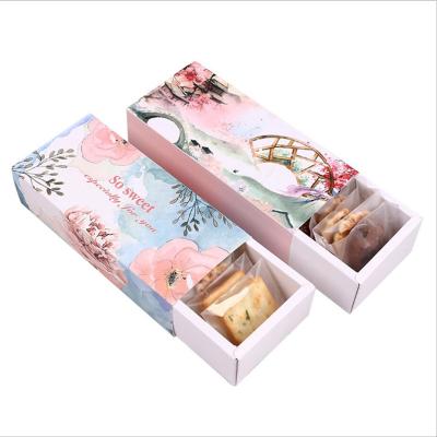 China Recyclable Pastel Blue Color White Drawer Bake Food Snack Cookie Package Gift Paper Box for sale