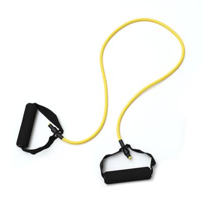 China Single Yellow Custom Logo Printed Latex Fitness Tubes Resistance Band Set for sale