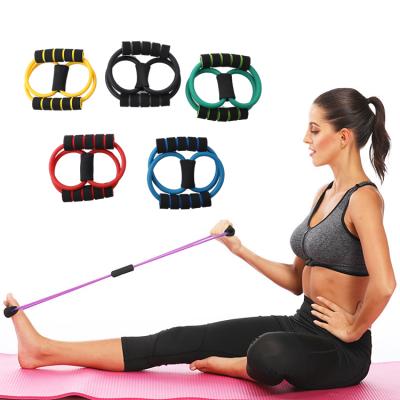 China Latex Exercise Tube Chest Expander Exerciser Sport Elastic Bands Assist 8 Shaped Resistance Band Set for sale