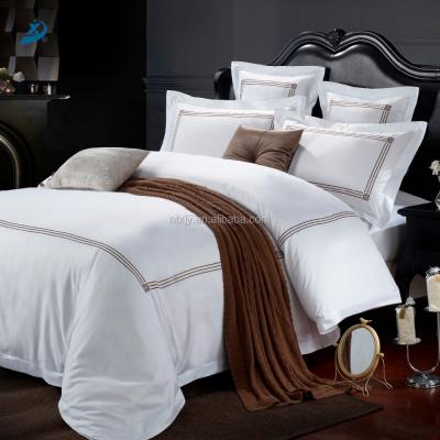 China Simple Luxury Pure Combed Cotton Embroidery Design Hotel Bedding Sets for sale