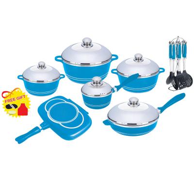 China Sustainable 19pcs non-stick square molding cookware set for sale