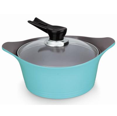 China Sustainable Korea Aluminum Ceramic Casserole Soup Pot / Casserole Cookware Pot With Induction Base Bottom for sale