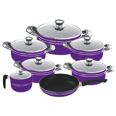 China 12pcs Sustainable Pressing TV Nonstick Pink Cookware for sale