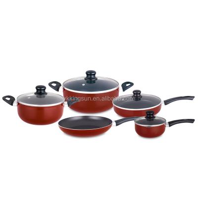 China Sustainable Aluminum Nonstick 9pcs Induction Purple Cookware Set for sale