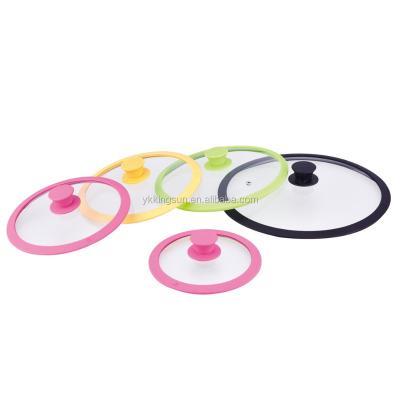 China Sustainable silicone glass lid with knob for various sizes of cookware for sale