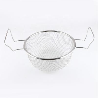 China 24cm Stainless Steel Wire Mesh Basket / Viable Metal Basket Strainer for sale