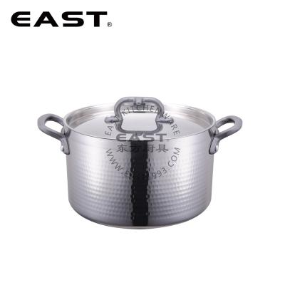 China Sustainable Commercial Stainless Steel 3ply Pot Sauce Cooking Pot With Hammer Track for sale