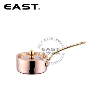 China Sustainable 3ply Mini Pot Sauce Stainless Steel Copper Cooking Pot With Long Handle for sale