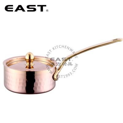 China Sustainable 3ply Mini Pot Sauce Stainless Steel Copper Cooking Pot With Long Handle for sale